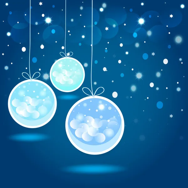 Christmas balls  and stars in the night sky. Vector EPS10.