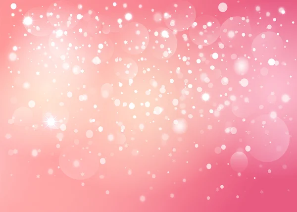 Corazón rojo en el fondo rosa nieve bokeh. Vector EPS10 . — Archivo Imágenes Vectoriales