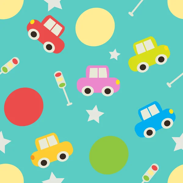 Seamless pattern with cartoon cars. — Stock Vector