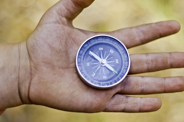 Compass on a hand. Royalty Free Stock Images