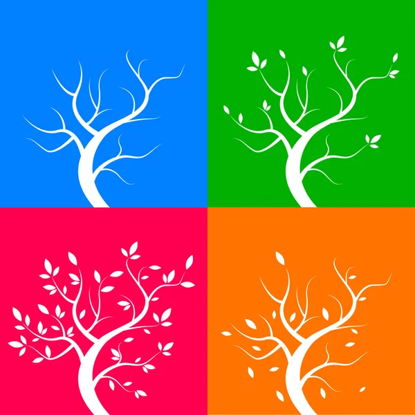 Four season trees, vector illustration — Stock Vector