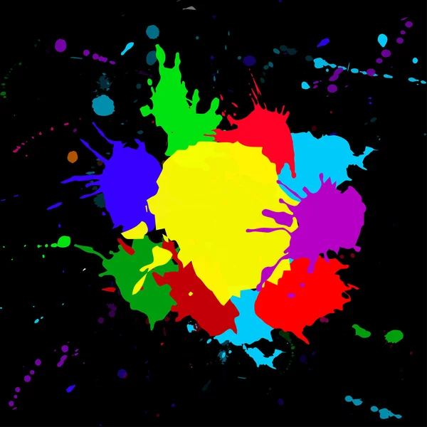 Éclaboussures colorées isolées sur fond noir — Image vectorielle