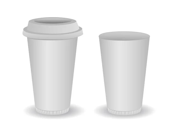 Dos taza de café de papel en blanco — Vector de stock