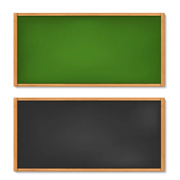 Blank black and green chalkboard with wooden frame — Stock Vector