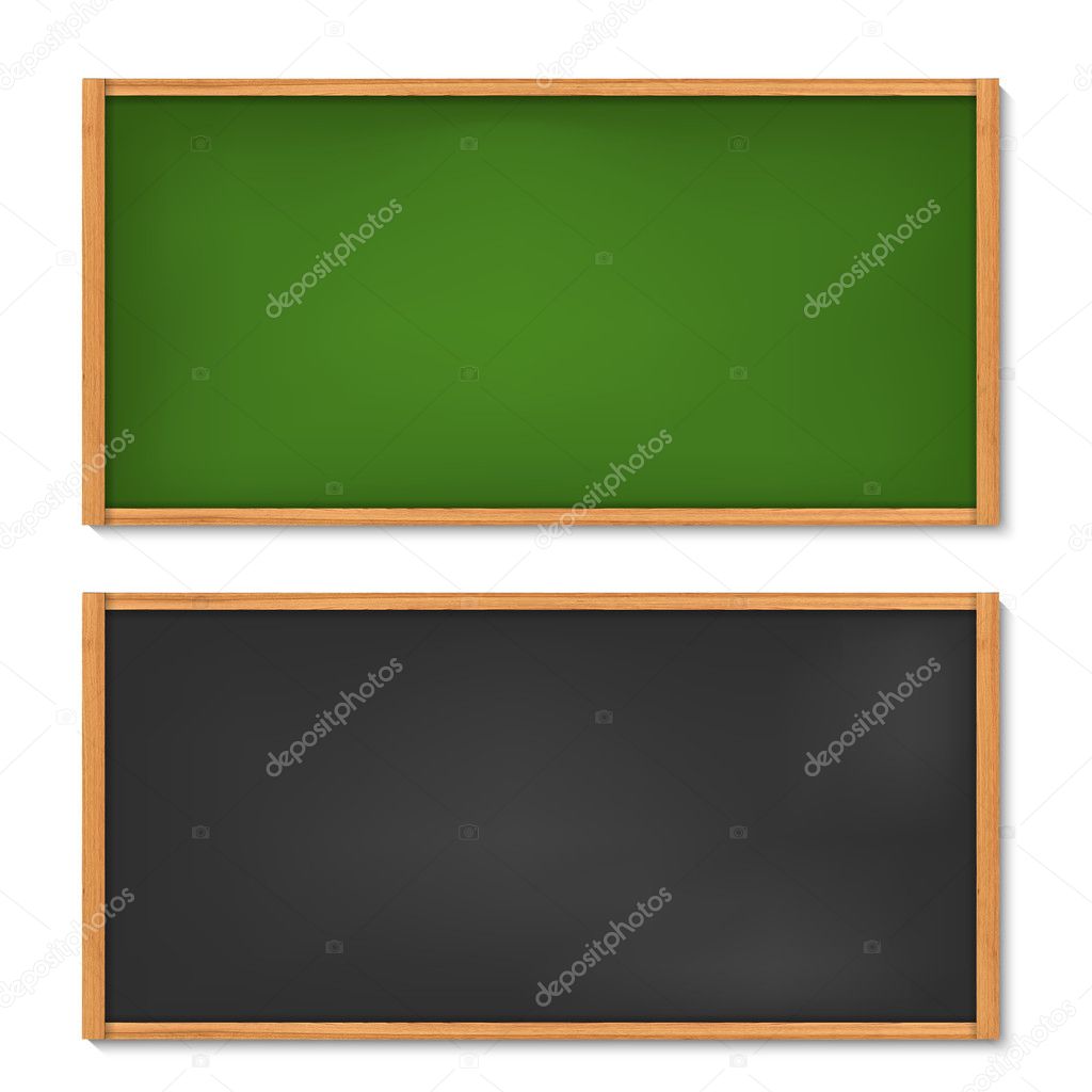 Blank black and green chalkboard with wooden frame Stock Vector by