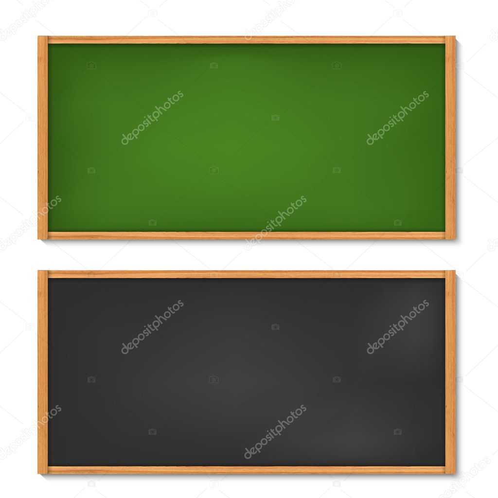 Blank black and green chalkboard with wooden frame