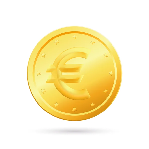 Moneta d'oro con simbolo in euro — Vettoriale Stock
