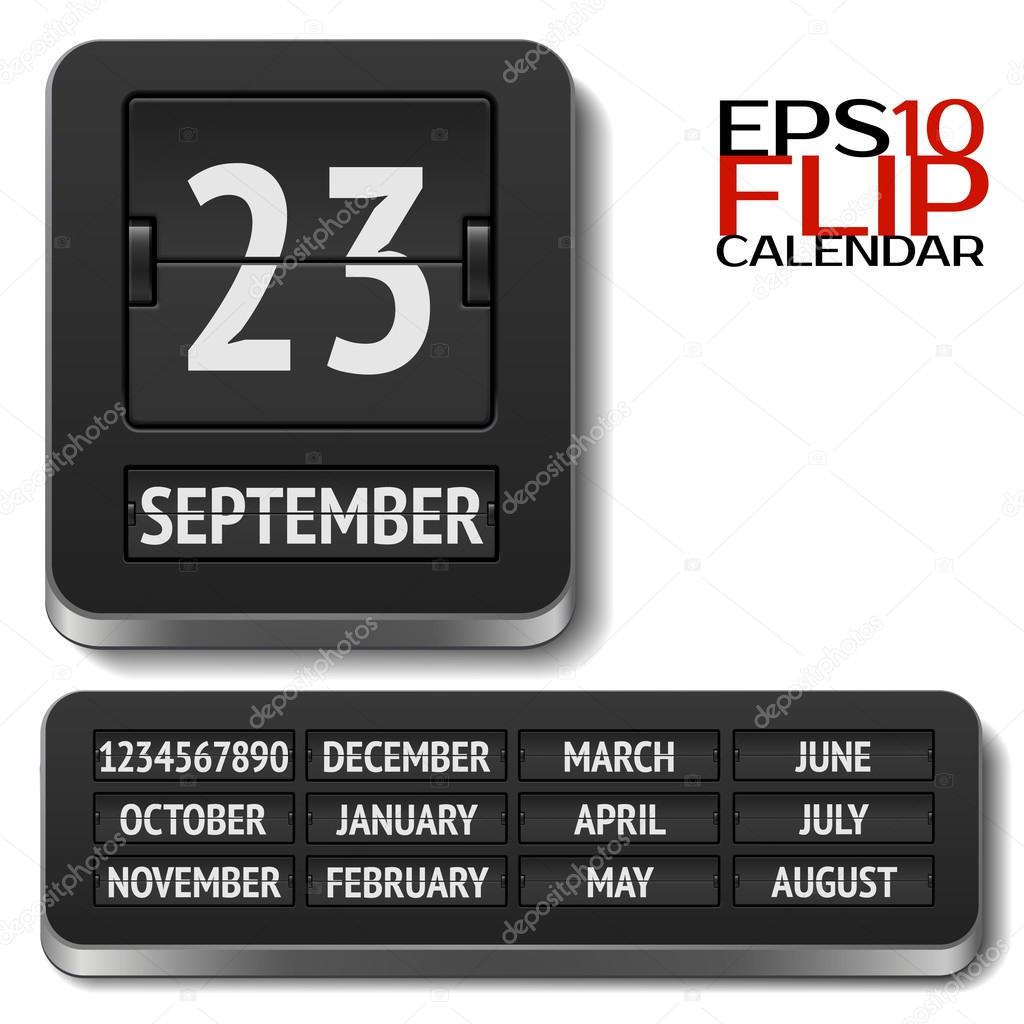 Isolated analog flip calendar isolated