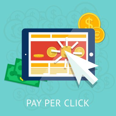 Pay per click illustration with business tablet and money clipart