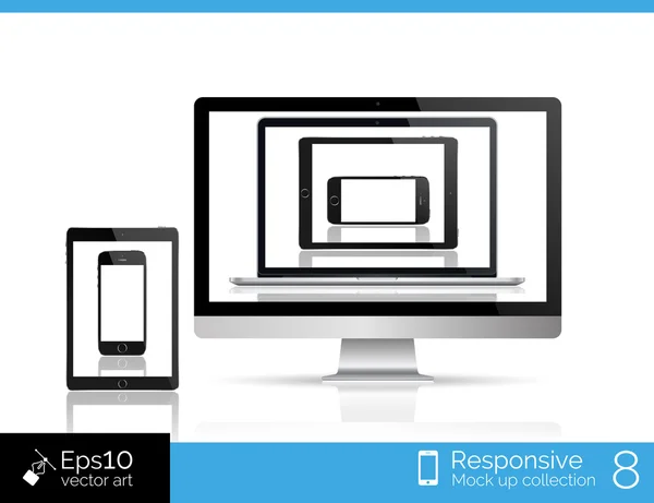 Modern laptop, glossy tablet and smartphone — Stock Vector