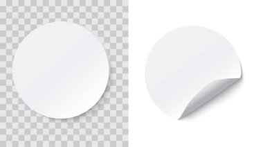 Köşesi soyulmuş ve gölgesi olan yuvarlak kağıt yapıştırması.