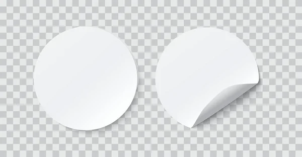Бумажная круглая наклейка с углом пилинга и тенью — стоковый вектор