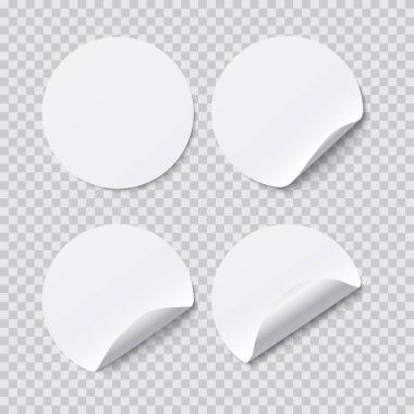 Köşesi soyulmuş ve gölgesi olan yuvarlak kağıt yapıştırması.