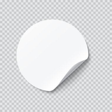 Köşesi soyulmuş ve gölgesi olan yuvarlak kağıt yapıştırması.