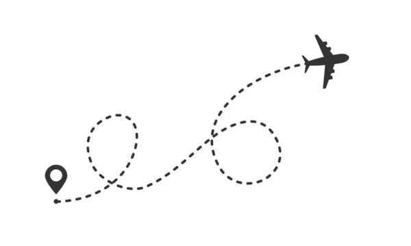 Uçak noktalı yol izleme vektör çizimi beyaza izole edildi — Stok Vektör