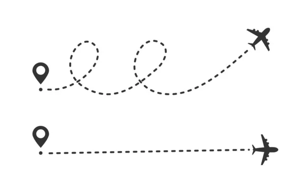 Letadlo tečkované trasy sledování vektorové ilustrace izolované na bílém — Stockový vektor