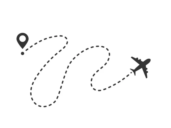 Самолет пунктирный путь отслеживания векторной иллюстрации изолирован на белом — стоковый вектор