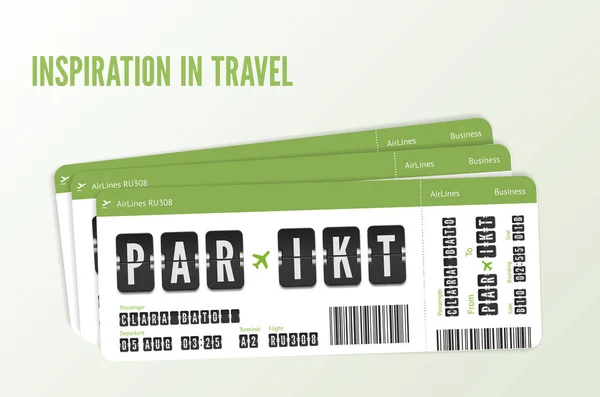 Tre flygbiljetter. Modern design av boardingkort. Flyg tillsammans koncept Royaltyfria Stockvektorer