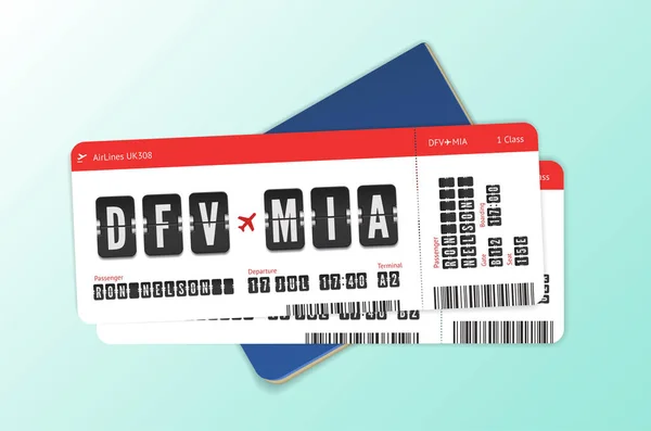 Vliegtickets voor koppelconcept. Twee vliegtuigcoupons voor huwelijksreis — Stockvector