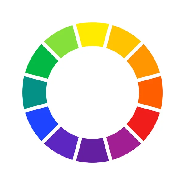 12 가지 색 벡터 삽화가 있는 색상환 가이드 스톡 일러스트레이션