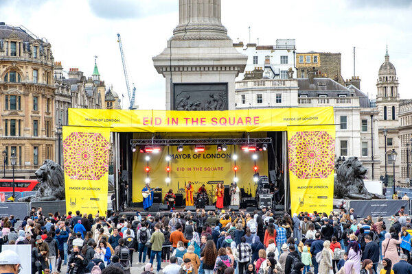 London, UK. 7th May 2022. London celebrates Eid in the Square at Trafalgar Square. The unique cultural event which marks the end of Ramadan, the Islamic holy month of fasting.