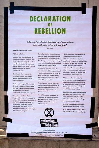 London 19Th April 2019 One Many Posters Banners Seen Extinction — Fotografia de Stock