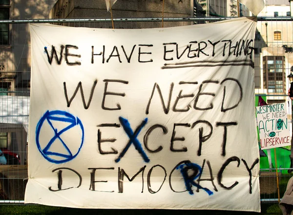 Londres Reino Unido Abril 2019 Dos Muitos Sinais Vistos Manifestação — Fotografia de Stock