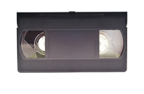 Black Plastic Vhs Video Tape Cassette White Background — Zdjęcie stockowe