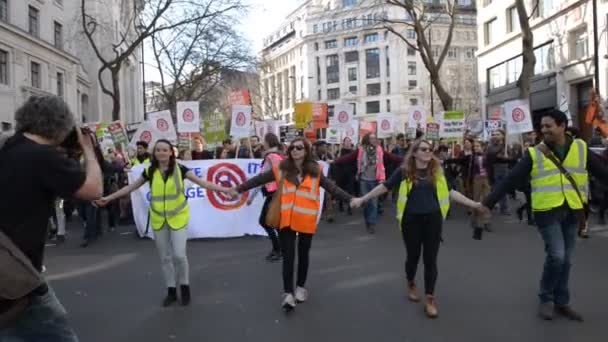 London Storbritannien Mars 2015 Time Act Kampanj För Klimatförändring Demonstranter — Stockvideo