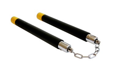 Beyaz arka plan üzerinde izole nunchaku