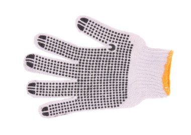 Beyaz arka plan üzerinde izole kauçuk noktalar ile çalışma eldivenleri
