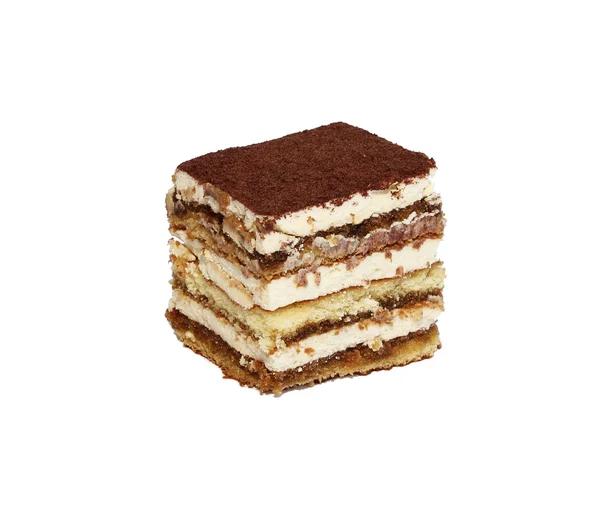 Tiramisu gâteau isolé sur blanc Photos De Stock Libres De Droits