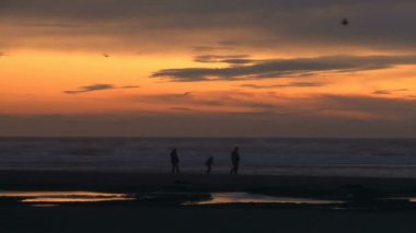 Aile günbatımı okyanusa sahiptir..