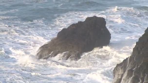 Des vagues battent contre la roche — Video