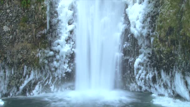 Multnomah Falls congelado en invierno — Vídeo de stock