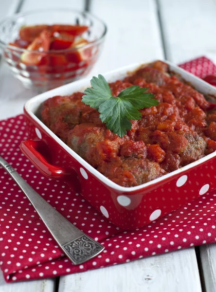 Frikadellen mit Tomatensauce — Stockfoto