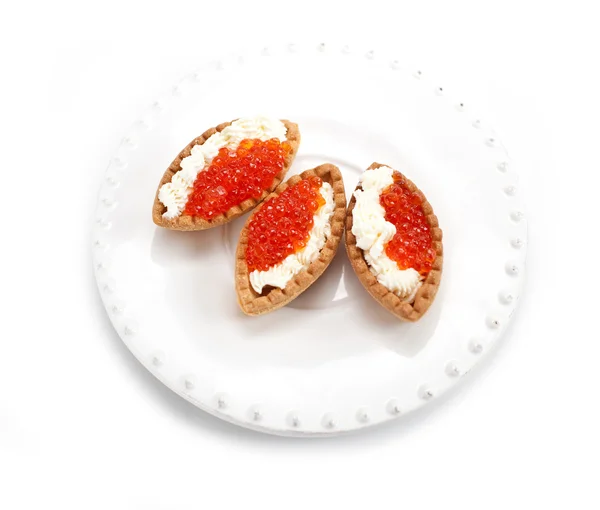 Tarts with red caviar — Stock Photo, Image