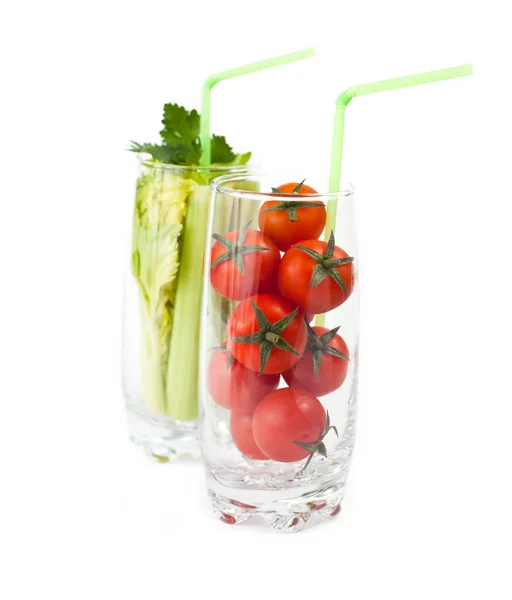 Glasses with fresh vegetables — Stock Photo, Image