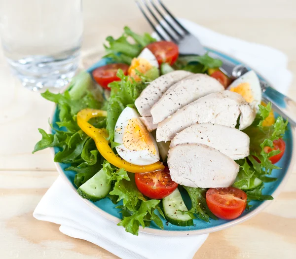 Haşlanmış tavuk ile karışık salata — Stok fotoğraf
