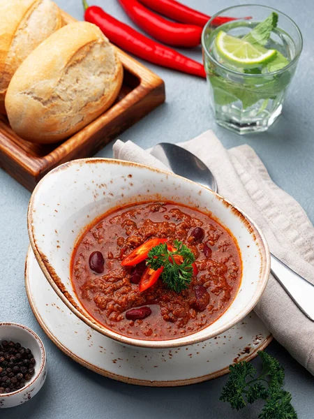 Geleneksel Chili Con Carne Çorbası — Stok fotoğraf