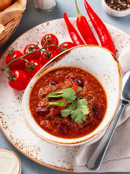 Geleneksel Chili Con Carne Çorbası — Stok fotoğraf