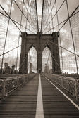 Brooklynský most v new york city. Sépiový tón.