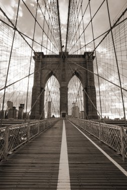 Brooklyn Bridge in New York City. Sepia tone. clipart
