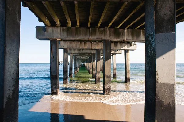 桟橋の下を表示します。コニーアイランド、ニューヨーク市のビーチ. — ストック写真