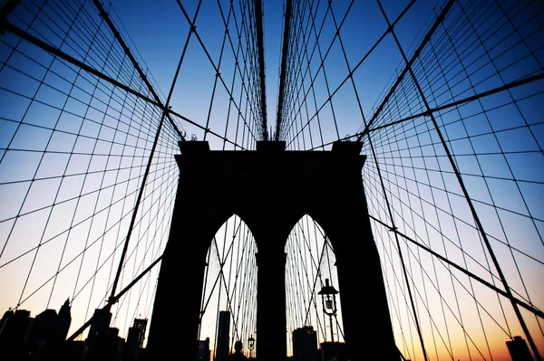 Brooklyn Bridge in New York at dusk.
