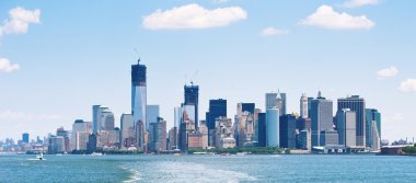 Brooklyn Köprüsü ve manhattan skyline, new york şehri. uzun buluşması
