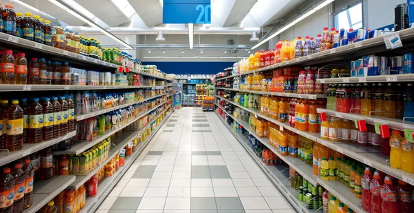 Supermercato Coop, vista interna . — Foto Stock