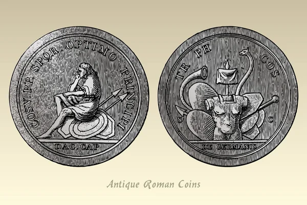 Antika romerska mynt — Stock vektor