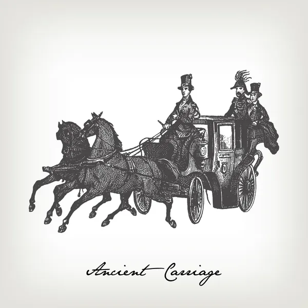 Old engraved carriage illustration — Stock Vector