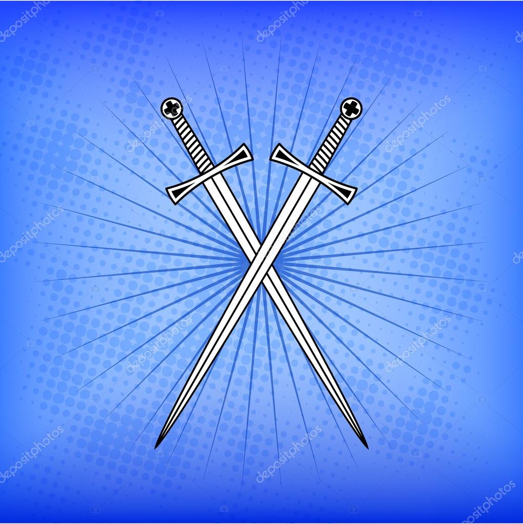Two crossing swords. Vector illustration — Stock Vector © pio3 14756379